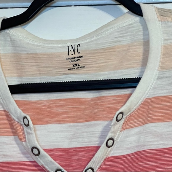 #78 INC PINK STRIPED SHORT SLEEVE XXL COTTON TOP - Picture 3 of 4